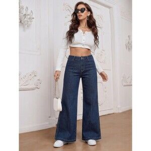 Abercrombie & Fitch High Rise Flare Jeans 8 (29x32) Blue Front Seam Denim Womens